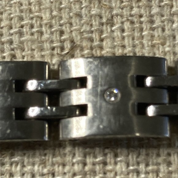 INOX STAINLESS STEEL  MENS BRACELET Diamonds Link 8.5" - Picture 4 of 7